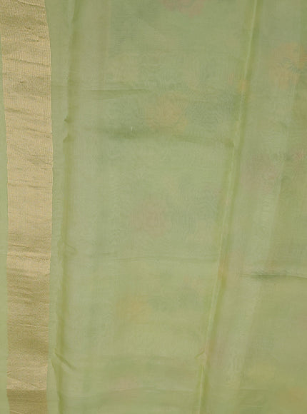 Pista Green Banarasi Kora Saree