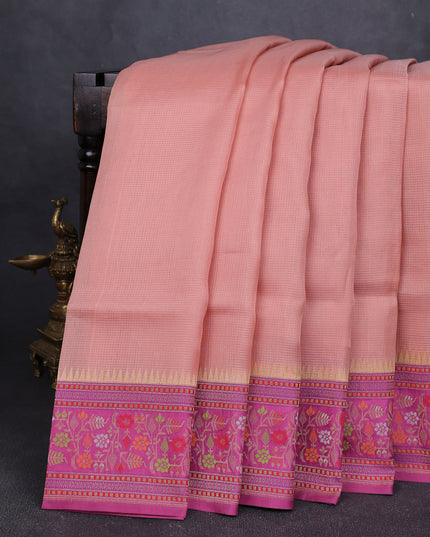 Peach-Purple Banarasi Kora Saree