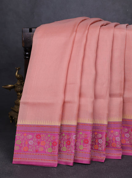 Peach-Purple Banarasi Kora Saree