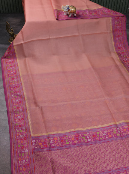 Peach-Purple Banarasi Kora Saree