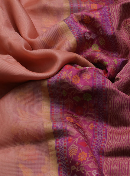 Peach-Purple Banarasi Kora Saree