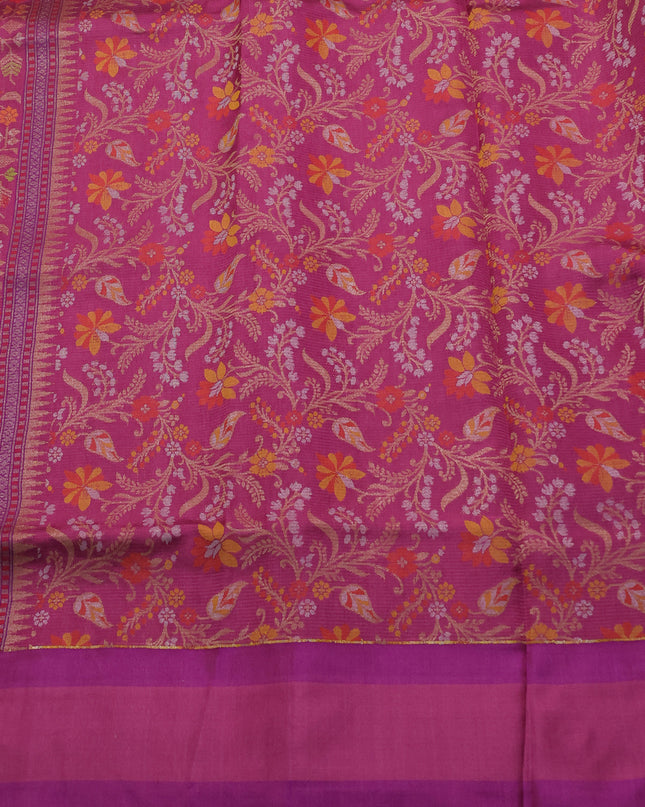 Peach-Purple Banarasi Kora Saree