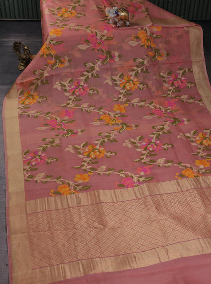 Peach Banarasi Kora Saree