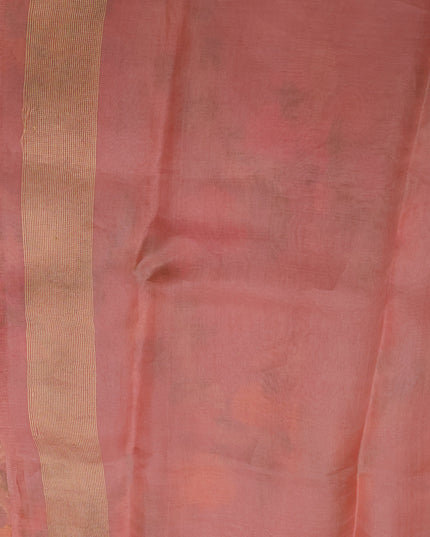 Peach Banarasi Kora Saree