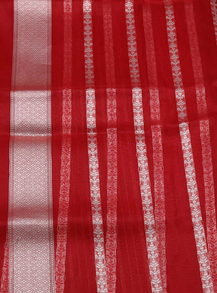 Red-Peach Banarasi Kora Saree