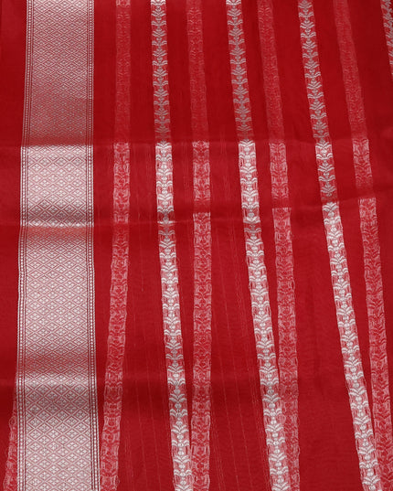 Red-Peach Banarasi Kora Saree