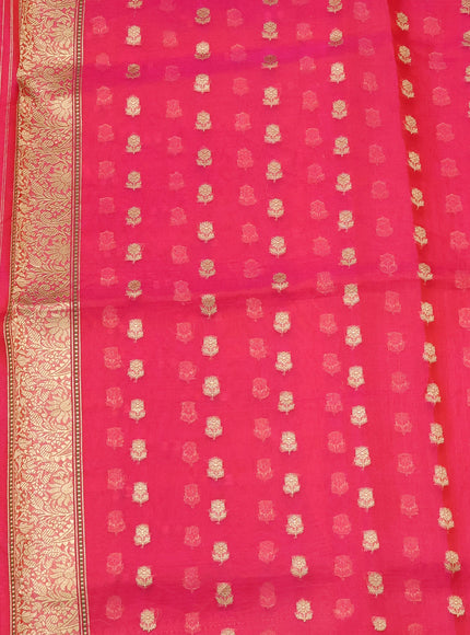 Orange-Pink Banarasi Kora Saree
