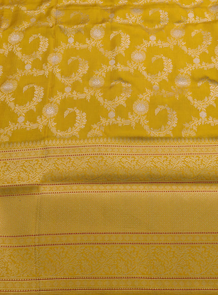 Blue-Yellow Banarasi Kora Saree