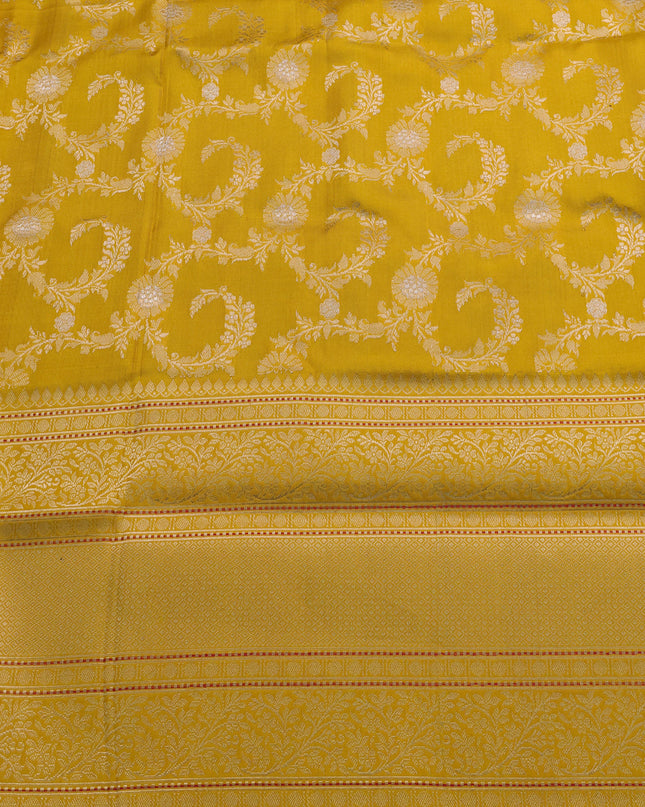 Blue-Yellow Banarasi Kora Saree