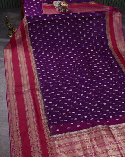 Purple-Red Banarasi Kora Saree