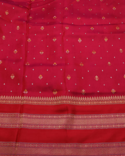 Purple-Red Banarasi Kora Saree
