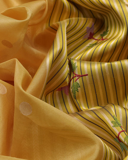 Light Yellow Banarasi Kora Saree