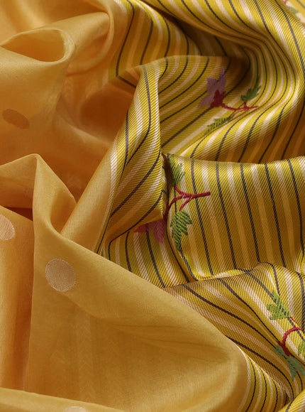 Light Yellow Banarasi Kora Saree