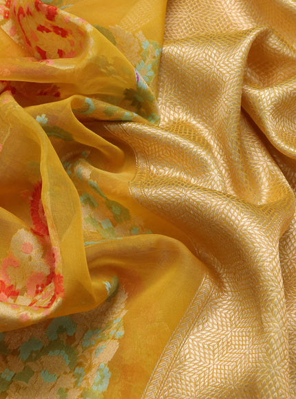 Amber Yellow Banarasi Kora Saree