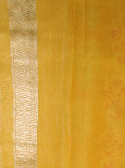 Amber Yellow Banarasi Kora Saree