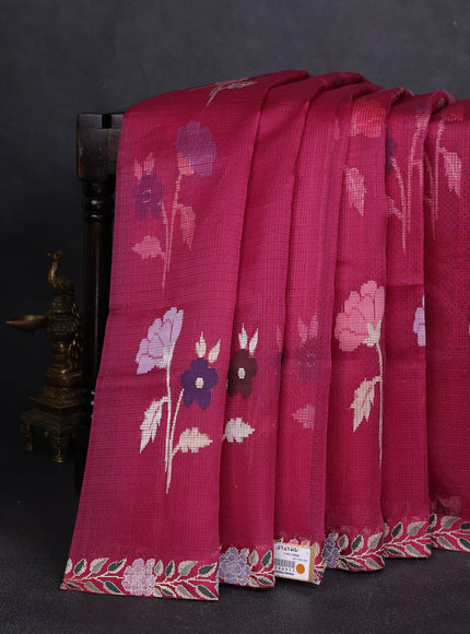 Magenta Pink Banarasi Kora Saree
