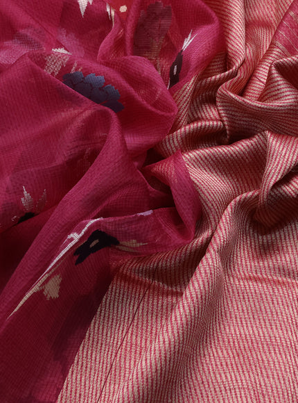 Magenta Pink Banarasi Kora Saree