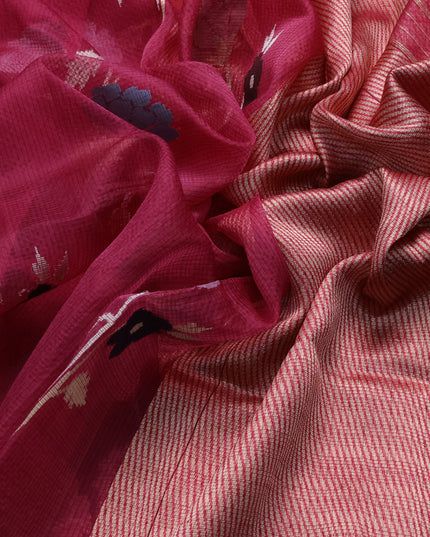Magenta Pink Banarasi Kora Saree