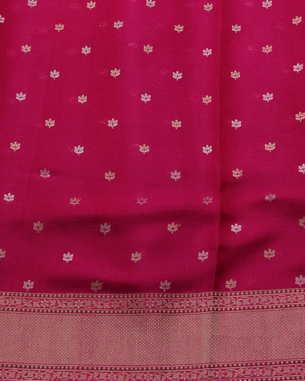 Green-Pink Banarasi Kora Saree