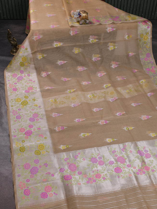Beige Banarasi Kora Saree