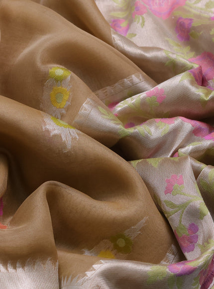 Beige Banarasi Kora Saree