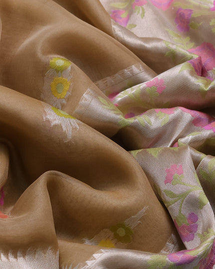 Beige Banarasi Kora Saree