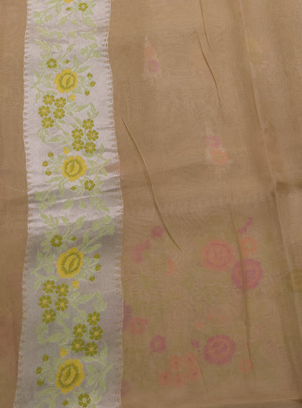 Beige Banarasi Kora Saree