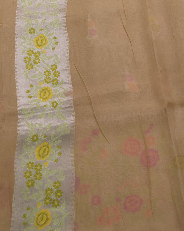 Beige Banarasi Kora Saree