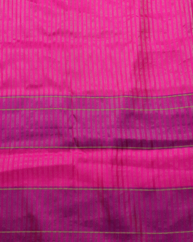 Navy Blue-Pink Banarasi Kora Saree