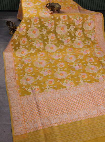 Yellow Banarasi Kora Saree