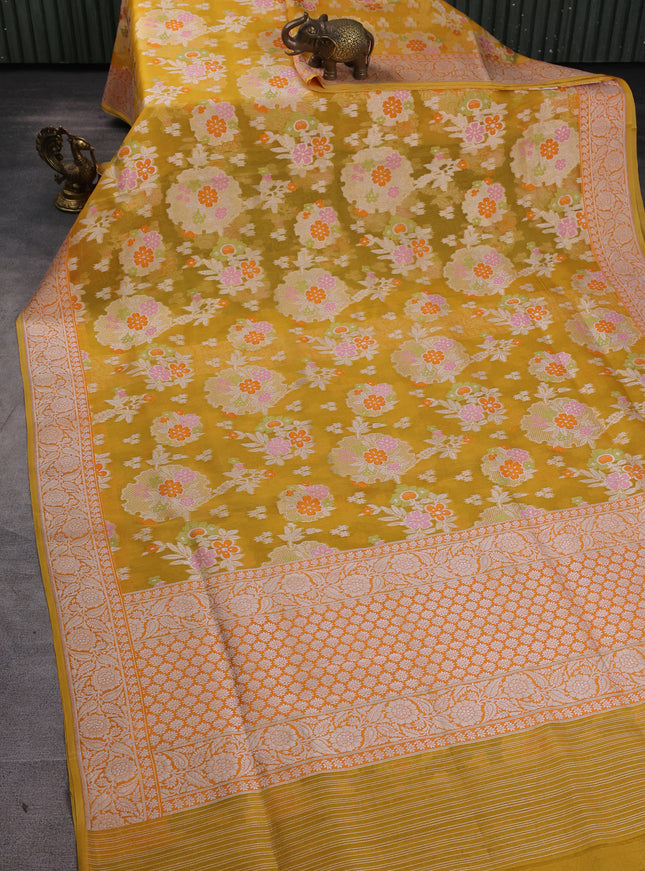 Yellow Banarasi Kora Saree