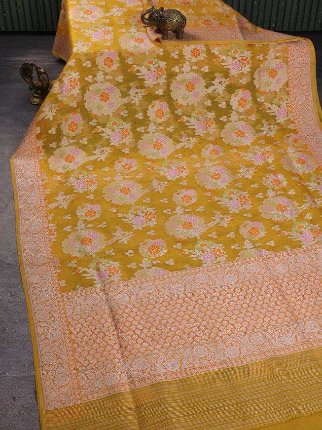 Yellow Banarasi Kora Saree