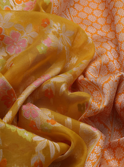 Yellow Banarasi Kora Saree
