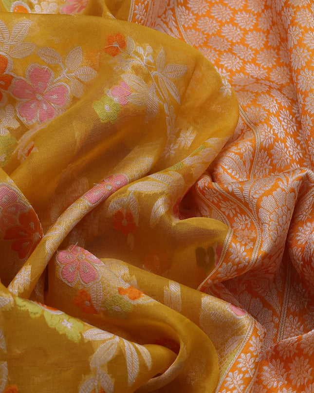 Yellow Banarasi Kora Saree