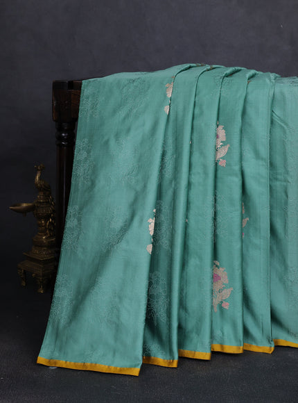 Teal Green Banarasi Tanchoi Silk Saree