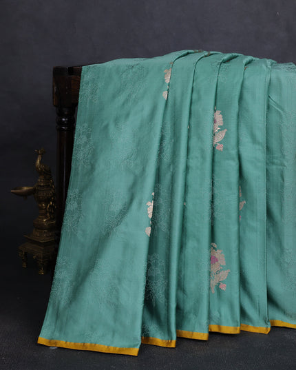 Teal Green Banarasi Tanchoi Silk Saree