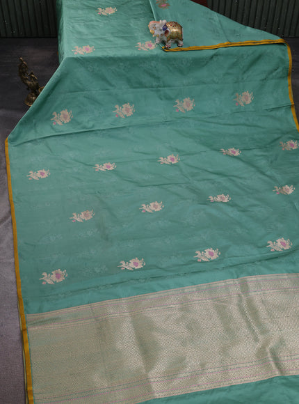 Teal Green Banarasi Tanchoi Silk Saree