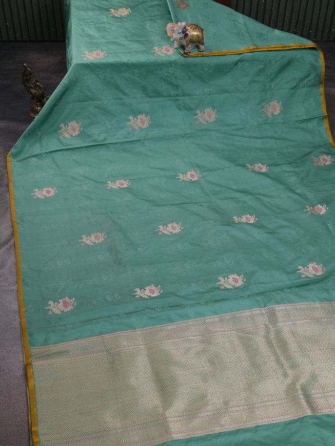 Teal Green Banarasi Tanchoi Silk Saree