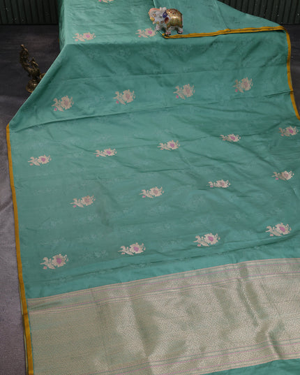 Teal Green Banarasi Tanchoi Silk Saree