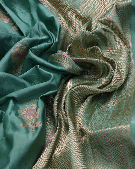 Teal Green Banarasi Tanchoi Silk Saree