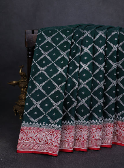 Green-Red Banarasi Mushru Silk Saree