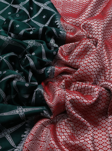 Green-Red Banarasi Mushru Silk Saree