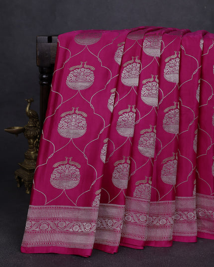 Rani Pink Banarasi Mushru Silk Saree