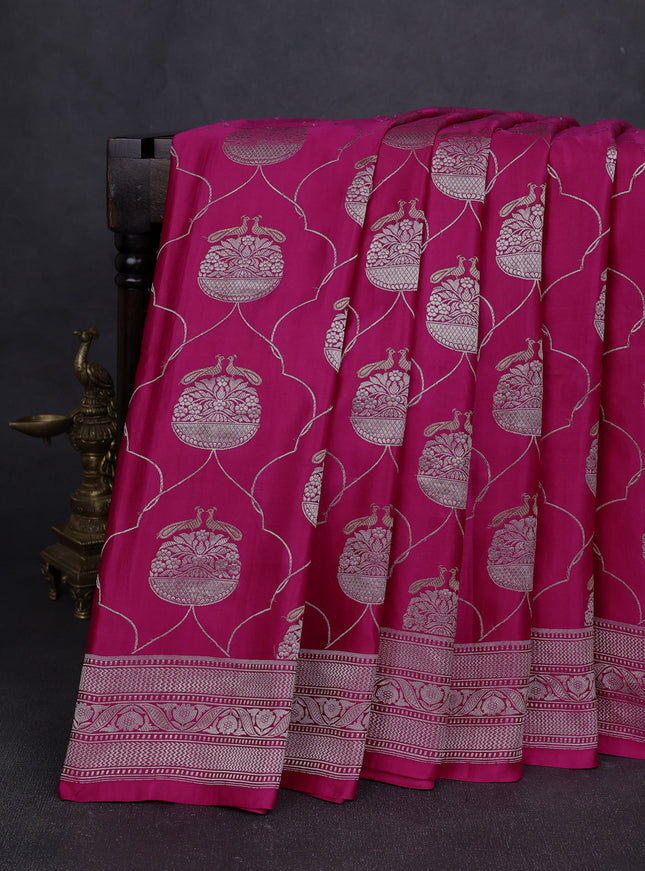 Rani Pink Banarasi Mushru Silk Saree