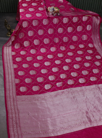 Rani Pink Banarasi Mushru Silk Saree