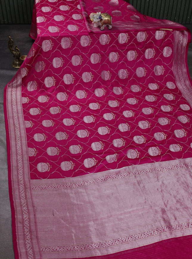 Rani Pink Banarasi Mushru Silk Saree