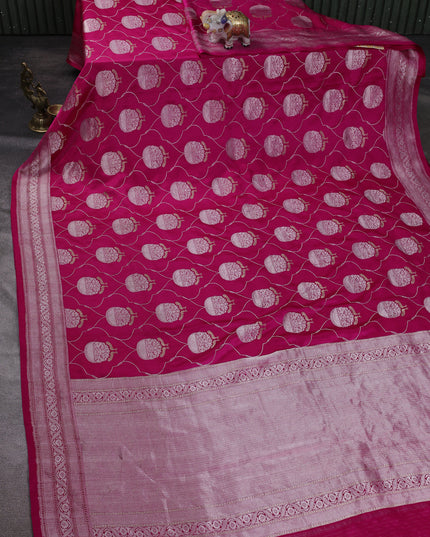 Rani Pink Banarasi Mushru Silk Saree