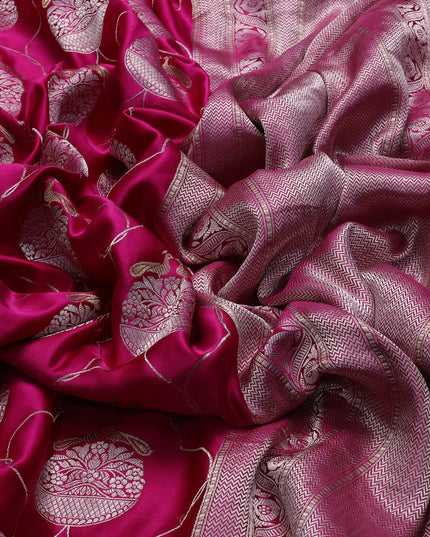 Rani Pink Banarasi Mushru Silk Saree
