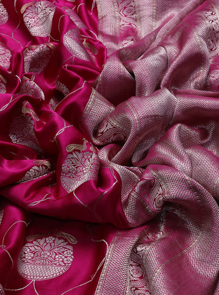 Rani Pink Banarasi Mushru Silk Saree