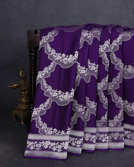 Violet Banarasi Mushru Silk Saree